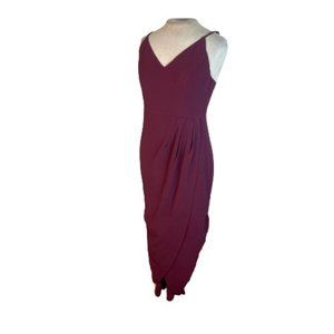 Showpo High Low Cross Front Midi Dress Burgundy Red Size 8